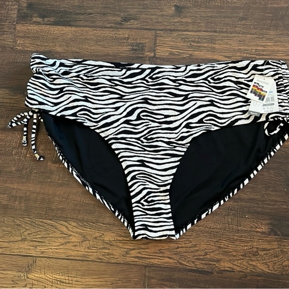 Time and Tru Women Plus Size Zebra Print Adjustable Side Tie Bikini Swim Bottom - Picture 3 of 10